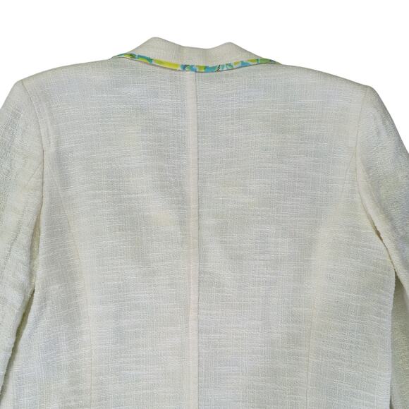 Vtg Sigrid Olsen Blazer Jacket‎ 3 Button Texture Women 12 White Floral Paisley - Picture 5 of 10